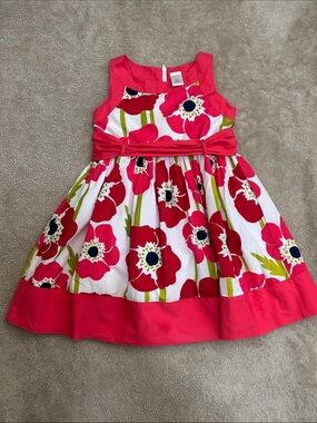 Gymboree Red Floral Fit-and-Flare Dress with White Background